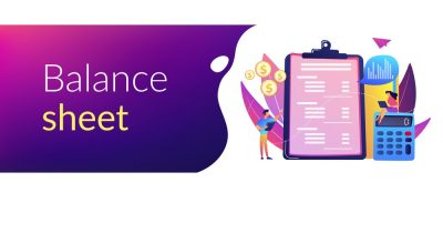 income-statement-concept-banner-header-vector-1-2 Financial analysts doing income statement with calculator and laptop. Income statement, company financial statement, balance sheet concept. Header or footer banner template with copy space.